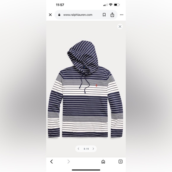 Polo by Ralph Lauren • Striped Cotton Hooded T-Shirt - Picture 5 of 9